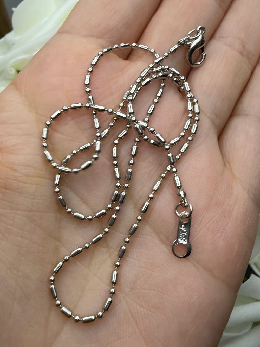 White gold filled Beaded Chain Necklace